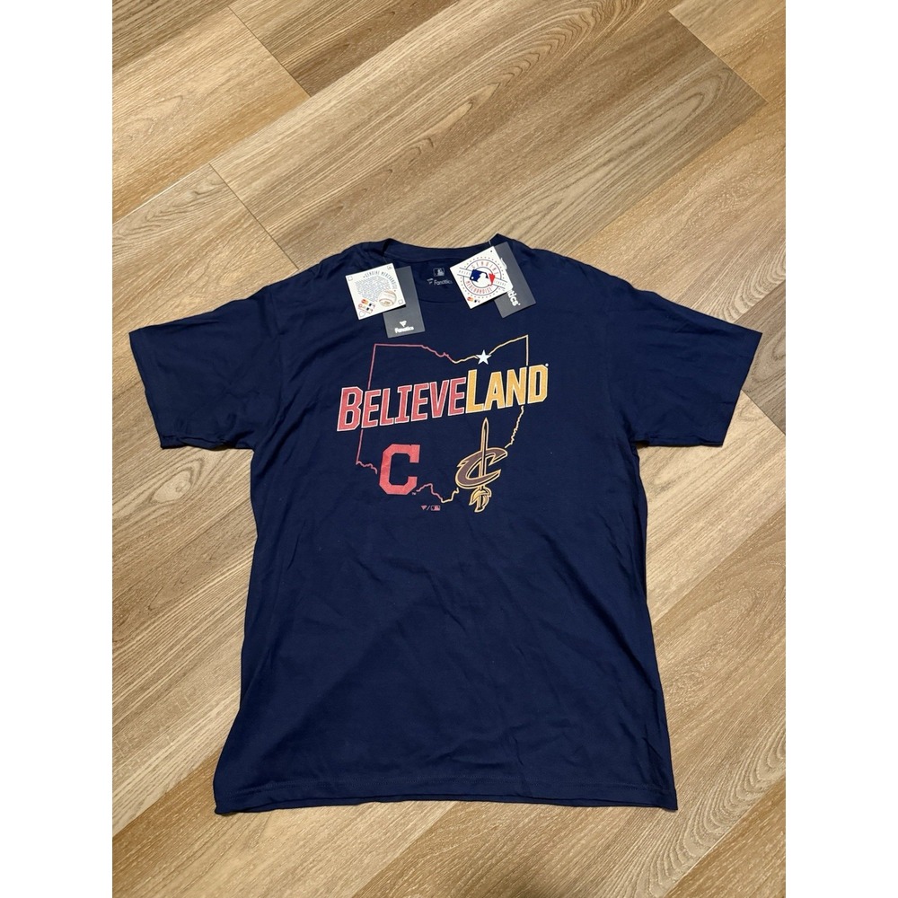 Believeland Cleveland Ohio Indians Cavaliers MLB NBA T-Shirt - Men's L - New